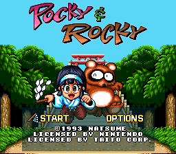 Pocky & Rocky (Europe) Title Screen